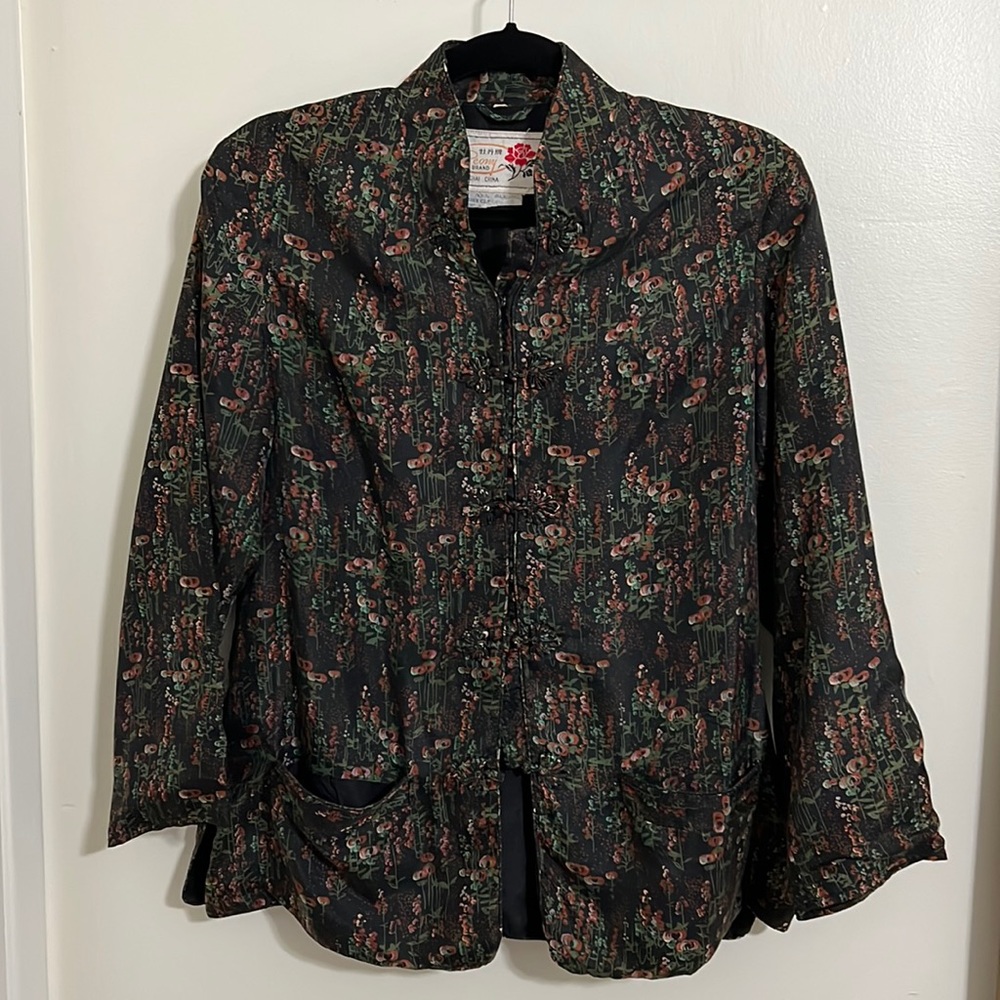 Vintage 1980s Peony Brand Chinese Silk Lightweight Jacket